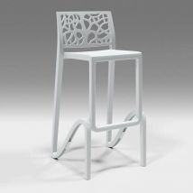 Mediawave Store - Taburete de bar o cocina alta y en Polipropileno zefiro Reforzado apilable Color: Blanco
