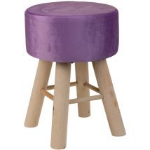 Wanderlust Deco - Taburete de madera y forrado de tela lila 32x32x44
