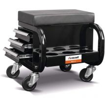 Unicraft - Taburete de montaje mh-s 3 (con 3 cajones, altura del asiento 367 mm, asiento acolchado, construcción de acero, con ruedas giratorias,