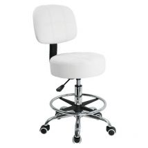 Taburete enrollable con altura ajustable en la parte posterior adecuado para la oficina de negocios - PU Leather Blanco - KKTONER