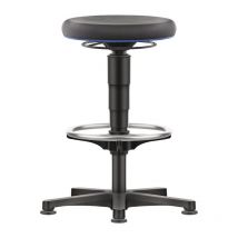 Tabouret pivotant sur patins et repose-pieds Supertec noir