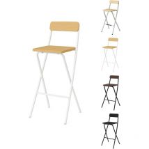 Jardin202 - Taburete Plegable Alto de Metal Extra Grueso con Reposapies para Cocinas y Bar Silla con Respaldo Resistente Pack 2 uds (Blanca / Haya)