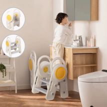 Leogreen - Taburete Plegable de para Niños,Escalera de 3 Peldaños para Niños Altura Ajustable,Taburete de Cocina con Peldaños Antideslizantes y 2