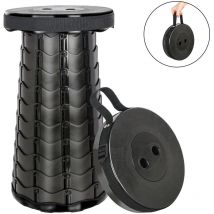 Leogreen - Tabouret télescopique portable, Tabouret Pliable en Plastique, Siege Pliant Portable pour Intérieur Cuisine, Charge max. 150KG, Noire