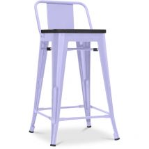 Privatefloor - Taburete de Bar con Respaldo Diseño Industrial - Madera y Acero - 60 cm - Stylix