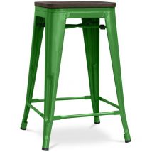 Privatefloor - Taburete de Bar - Diseño Industrial - Madera y Acero - 60cm -Stylix