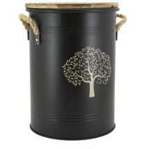 Taburete y cubo de pellets