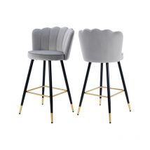 Wahson Office Chairs - Juego de 2 Taburetes de Bar Tapizados en Terciopelo Modernos Taburetes de Mostrador con Respaldo de pétalos para Home Bar