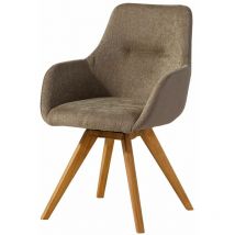 Massivmoebel24 - tacoma 12 Sedia girevole in legno di quercia selvatica - oliato / tessuto taupe 56x60x87 - tortora
