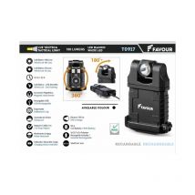 Favour - Tactical Rechargeable Magnetisch geführte weiße Taschenlampe und 80lm schwarzes wasserdichtes Drehlicht T0917