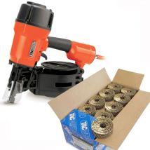Tacwise - JCN90V Coil Nailer Pneumatic 45mm - 90mm Trade Air Nail Gun + 9000 Nails