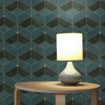 TADESSI Tapete Grafik Domenico M1-No.809 Vliestapete Grün Gold 3D Geometrisch Wohnzimmer Schlafzimmer Küche