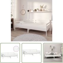 The Living Store Tagesbett mit Matratze 90x200 cm Weiß Kiefer Massivholz - Tagesbett - Gästebett - Doppelbett - Kiefernholz - Massivholzbette