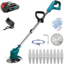 Tagliabordi Senza Fili, Tagliaerba Elettrico da 30 mm con Kit Lame, con 1 Batteria da 3,0 a e Caricabatterie, Compatibile con Caricabatterie Makita