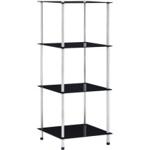 Maison Chic - tagère 4 niveaux Meuble Étagère Meuble de rangement Noir 40x40x100 cm Verre trempé 23555