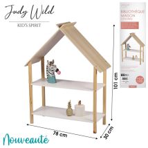 Étagère Bibliothèque Maison Bois Et Blanc Chambre Enfant - 78x30x101cm