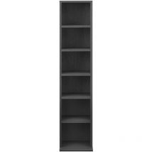 Tagère cd tour cd / dvd rangement stockage 6 surfaces de stockage 90 x 20 x 20 cm mdf mélaminé gris foncé