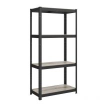 Tagère de Rangement à 4 Niveaux, 40 x 80 x 160 cm, Capacité 520 kg, Planches Réglables, Style Naturel, pour Cuisine, Salon, Grège et Noir - Songmics