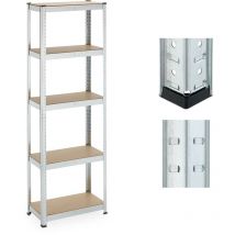 Relaxdays - tagère charge lourde, HxLxP: 180 x 60 x 30 cm, 500 kg, acier galvanisé, rangement cave, à monter, argenté