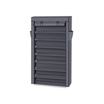Umnuou - tagère à chaussures à 10 niveaux avec couvercle anti-poussière, armoire de rangement pour chaussures, gris