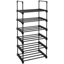 Étagère à chaussures à 6 niveaux meuble de rangement polyvalent cadre en fer personnalisable peu encombrant pour entrée salon chambre 45 x 30 x 106
