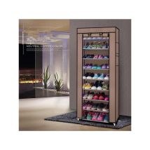 Umnuou - tagère à chaussures en tissu non tissé 10 couches 9 treillis Café