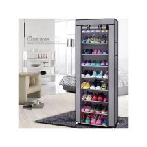 L&h-cfcahl - Meuble a chaussures Étagère à chaussures en tissu non tissé à 9 treillis à la mode gris