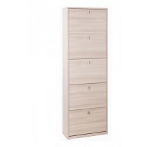 Sarmog - tagère à chaussures mince peu encombrante à cinq portes Orme clair 63x29x h190 cm