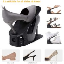 Yongqing - tagère à chaussures réglable 25×9×5cm 30 pièces noir Étagère à chaussures à faible encombrement