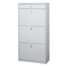 Sarmog - tagère à chaussures slim peu encombrante trois portes un tiroir Frêne Blanc 63x29x h127 cm