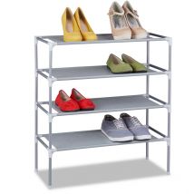 Relaxdays - tagère à chaussures, système d'emboîtement, tissu, 4 niveaux, pour 12 paires, 68x62x28 cm, gris