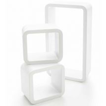 Étagère murale cubique 3 Pièces en MDF Oxford Blanc Matière première durable