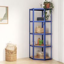 Étagère d'angle à 5 niveaux Meuble de rangement Etabli d'atelier Bleu Acier et bois d'ingénierie 17019