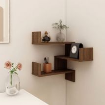 Bonnevie - tagère d'angle murale Étagère de Rangement - Meuble de rangement Chêne marron 40x40x50 cm Bois ingénierie BV752016
