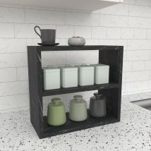 Tagère de cuisine Hjo autoportante à 2 niveaux 40 x 43,5 x 20 cm marbre noir [en.casa]