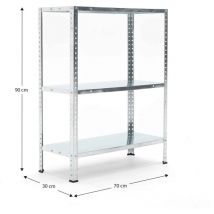 Étagère de Rangement à 3 Niveaux CATTERHOUSE Nils Solid 90 - 70x30x90 cm Charge Lourde 150 Kg Cadre en Acier Galvanisé