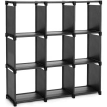Tagère de rangement à 9 compartiments meuble de rangement ouvert bibliothèque organiseur pour salon noir