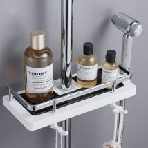 Tagère Douche Porte Savon Douche Salle De Bain Rangement Douche sans Percage avec Porte Savon Douche, Crochets et Porte Serviette Murale Antirouille