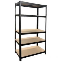 Étagère en métal noir avec étagères en Mdf 90X40X180H 5 étages