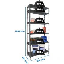 Simonrack - Etagère légère métallique sans vis simonclick 6/400 antracite/antracite - 2500x900x400 180Kg