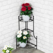 Tagère à fleurs avec 3 étagères - env. 23x23x65,5 cm - métal Étagère d'angle Plantes