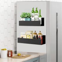 Sunxury - tagère Magnétique pour Réfrigérateur, 2 étagères Aimantées Métaux Porte-épices Magnétique étagère à épices cuisine, peu encombrante sans