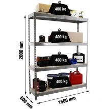 Simonrack - Etagère charge lourde ecoforte 1506-4 chipboard gris/bois - 2000x1500x600 400Kg