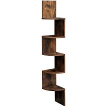 Ohpa - Coin industriel en bois 5 niveaux étagère murale Zig Zag étagères en bois support de montage en bois meubles de maison