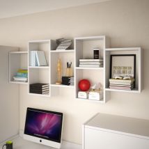 Tagère murale trio 01, tablette murale, étagère suspendue, couleur blanc.