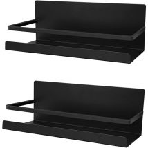 Noir)Etagère Réfrigérateur, 2 Pièces Étagère à Épices Magnétique Etagère Réfrigérateur Magnétique Organisateur de Réfrigérateur Economie Espace pour