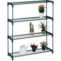 Tagère à plantes, 4 niveaux, en métal et plastique, h x l x p : 109 x 91 x 28,5 cm, pour l'intérieur, vert - Relaxdays