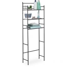 Relaxdays - tagère pour machine à laver, wc, sèche-linge, en métal, 3 niveaux, h x l x p : 165 x 58 x 25 cm, noir