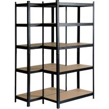 Étagère Rangement à 5 Niveaux CATTERHOUSE Hans Plus Lot 2 Étagères Réglables 90x40x180 cm Charge Lourde 875 Kg Cadre Acier Noir