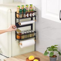 Tagère Réfrigérateur Magnétique Étagère à Épices Porte-Épices Organisateur de Réfrigérateur Economie Espace pour la Cuisine Noir